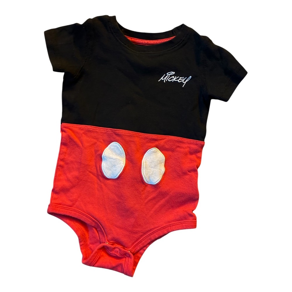 Disney Parks Mickey Mouse Baby Bodysuit Red Black 24M Disneyland Romper